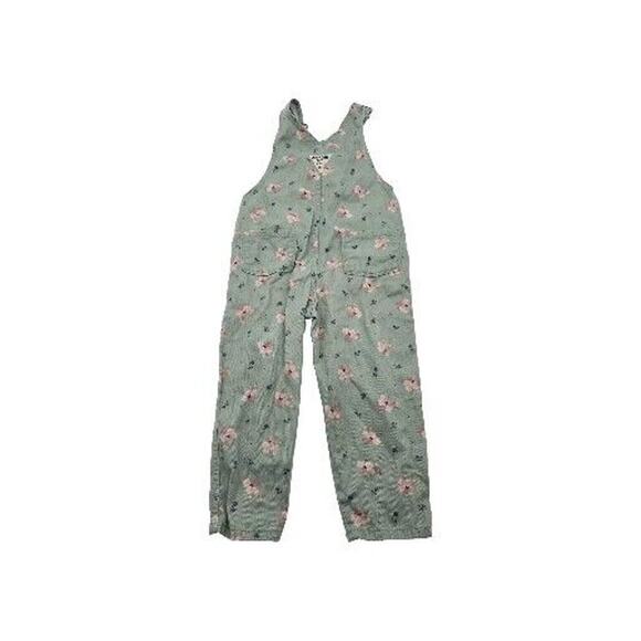 Oshkosh Overalls Size 3T Girls Toddler Green Pink Floral Jumpsuit BGosh Vintage - Picture 6 of 12